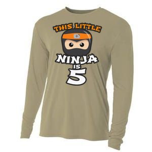 Boy Girl 5th Birthday This Little Ninja Is 5 Years Old Bday Cooling Performance Long Sleeve Crew