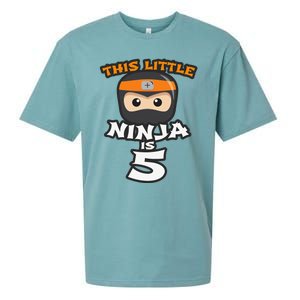 Boy Girl 5th Birthday This Little Ninja Is 5 Years Old Bday Sueded Cloud Jersey T-Shirt