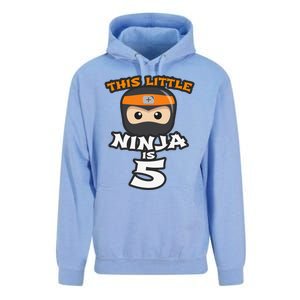 Boy Girl 5th Birthday This Little Ninja Is 5 Years Old Bday Unisex Surf Hoodie