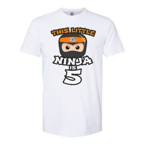 Boy Girl 5th Birthday This Little Ninja Is 5 Years Old Bday Softstyle CVC T-Shirt