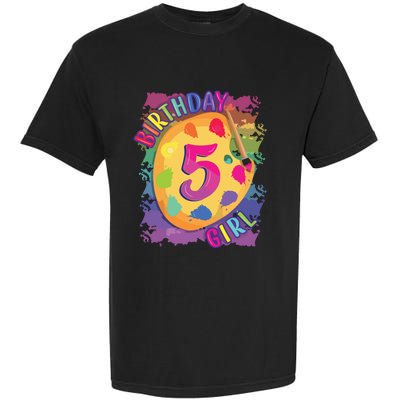 Birthday Girl 5 Year Old Art Painting Party 5th Birthday Garment-Dyed Heavyweight T-Shirt