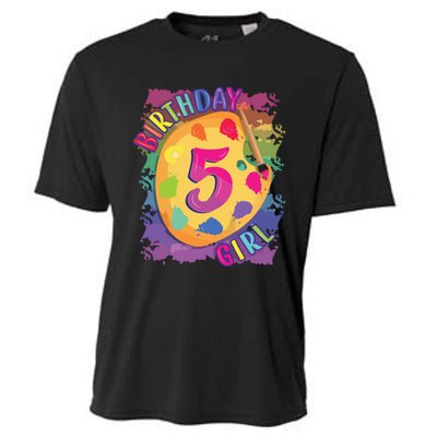 Birthday Girl 5 Year Old Art Painting Party 5th Birthday Cooling Performance Crew T-Shirt