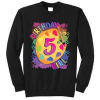 Birthday Girl 5 Year Old Art Painting Party 5th Birthday Sweatshirt