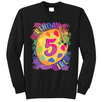 Birthday Girl 5 Year Old Art Painting Party 5th Birthday Sweatshirt