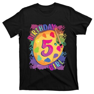 Birthday Girl 5 Year Old Art Painting Party 5th Birthday T-Shirt