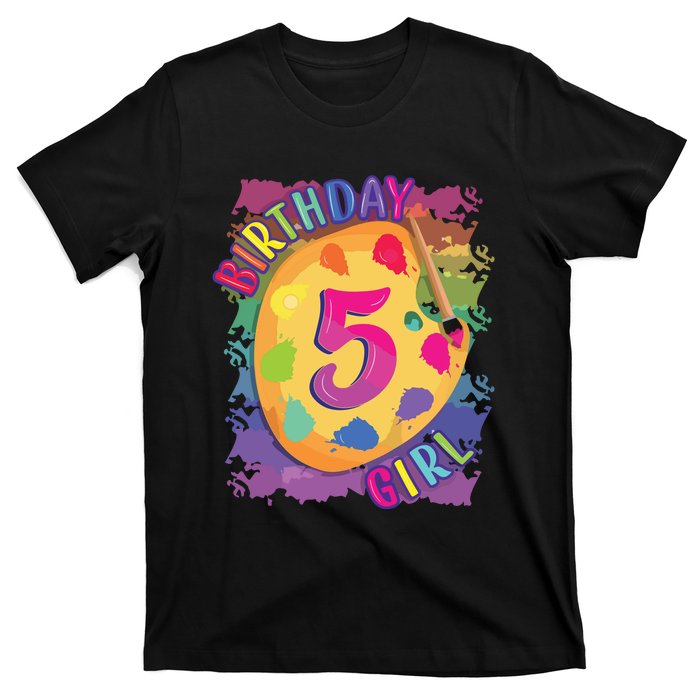 Birthday Girl 5 Year Old Art Painting Party 5th Birthday T-Shirt