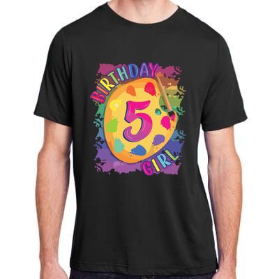 Birthday Girl 5 Year Old Art Painting Party 5th Birthday Adult ChromaSoft Performance T-Shirt