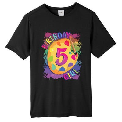 Birthday Girl 5 Year Old Art Painting Party 5th Birthday Tall Fusion ChromaSoft Performance T-Shirt