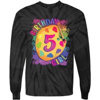 Birthday Girl 5 Year Old Art Painting Party 5th Birthday Tie-Dye Long Sleeve Shirt