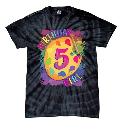 Birthday Girl 5 Year Old Art Painting Party 5th Birthday Tie-Dye T-Shirt