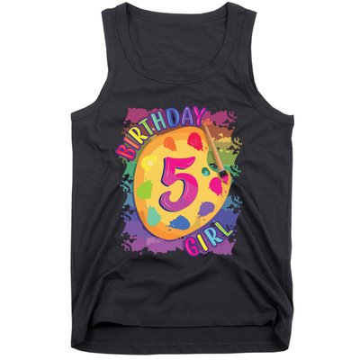 Birthday Girl 5 Year Old Art Painting Party 5th Birthday Tank Top