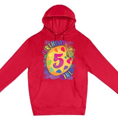 Birthday Girl 5 Year Old Art Painting Party 5th Birthday Premium Pullover Hoodie