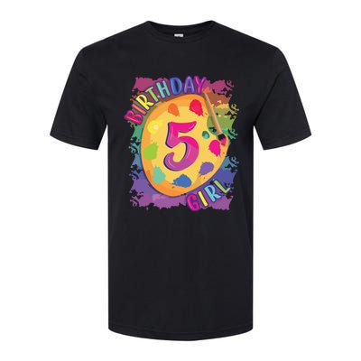 Birthday Girl 5 Year Old Art Painting Party 5th Birthday Softstyle CVC T-Shirt