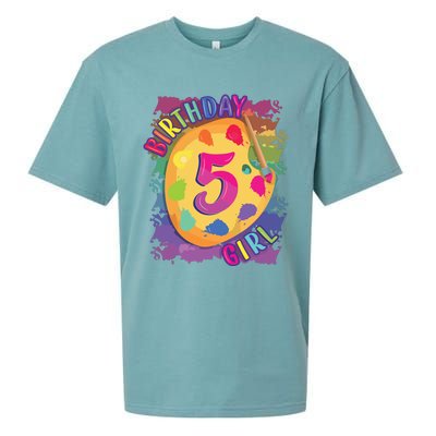 Birthday Girl 5 Year Old Art Painting Party 5th Birthday Sueded Cloud Jersey T-Shirt