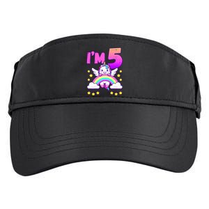 Birthday Girl 5 Year Old Unicorn Rainbow 5th Birthday Adult Drive Performance Visor