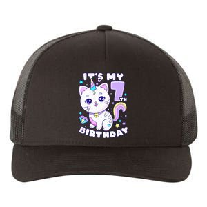 Birthday girl 7 years old cat unicorn 7th birthday Yupoong Adult 5-Panel Trucker Hat