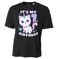 Birthday girl 7 years old cat unicorn 7th birthday Cooling Performance Crew T-Shirt