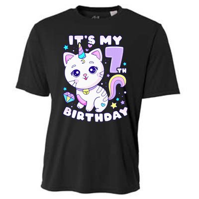 Birthday girl 7 years old cat unicorn 7th birthday Cooling Performance Crew T-Shirt