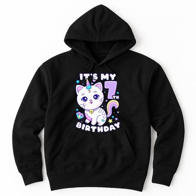 Birthday girl 7 years old cat unicorn 7th birthday Hoodie