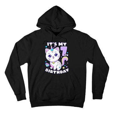 Birthday girl 7 years old cat unicorn 7th birthday Hoodie