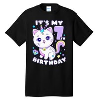 Birthday girl 7 years old cat unicorn 7th birthday Tall T-Shirt