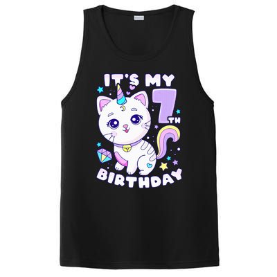 Birthday girl 7 years old cat unicorn 7th birthday PosiCharge Competitor Tank