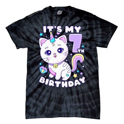 Birthday girl 7 years old cat unicorn 7th birthday Tie-Dye T-Shirt