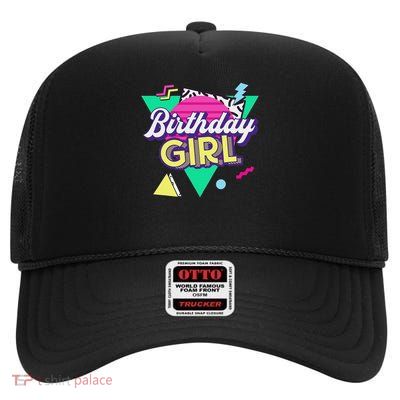 Birthday Girl 80s 90s Birthday Party Costume For Women High Crown Mesh Back Trucker Hat