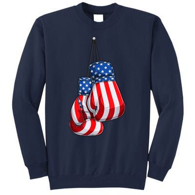 Box Gloves American Flag 4th of July Boxing Tall Sweatshirt