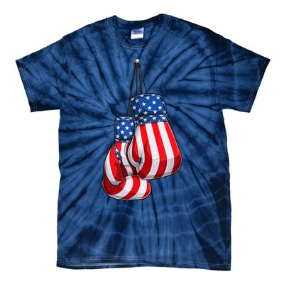 Box Gloves American Flag 4th of July Boxing Tie-Dye T-Shirt