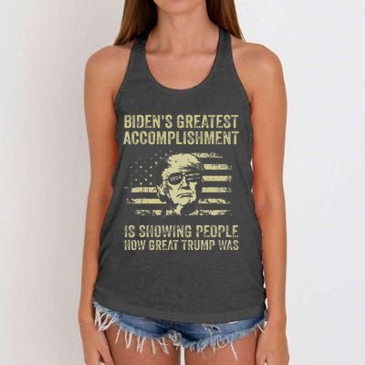 BidenS Greatest Accomplishment Is Showing Trump 2024 Women's Knotted Racerback Tank