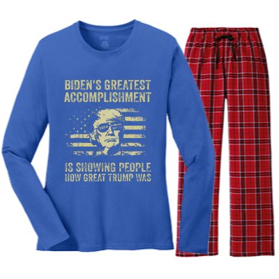 BidenS Greatest Accomplishment Is Showing Trump 2024 Women's Long Sleeve Flannel Pajama Set 