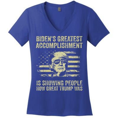 BidenS Greatest Accomplishment Is Showing Trump 2024 Women's V-Neck T-Shirt