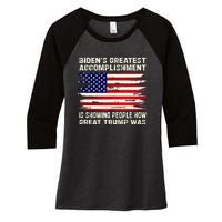 BidenS Greatest Accomplishment Is Showing 2024 Women's Tri-Blend 3/4-Sleeve Raglan Shirt