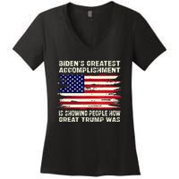 BidenS Greatest Accomplishment Is Showing 2024 Women's V-Neck T-Shirt