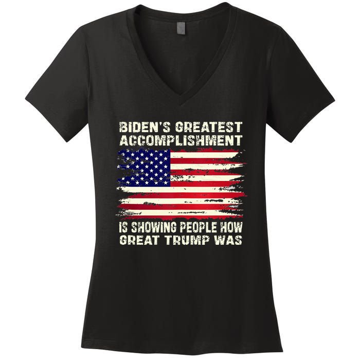 BidenS Greatest Accomplishment Is Showing 2024 Women's V-Neck T-Shirt