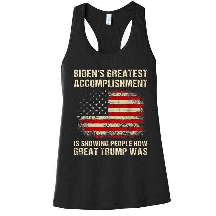 Bidens Greatest Accomplishment Is Showing Trump 2024 Women's Racerback Tank