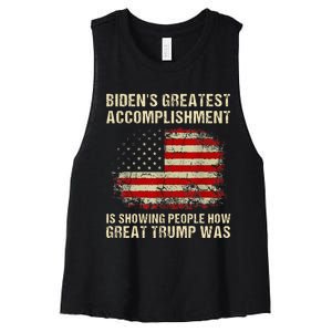 Bidens Greatest Accomplishment Is Showing Trump 2024 Women's Racerback Cropped Tank