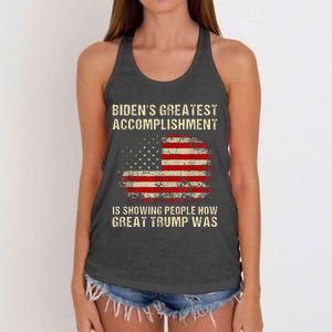 Bidens Greatest Accomplishment Is Showing Trump 2024 Women's Knotted Racerback Tank