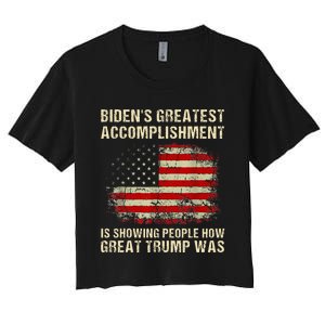 Bidens Greatest Accomplishment Is Showing Trump 2024 Women's Crop Top Tee