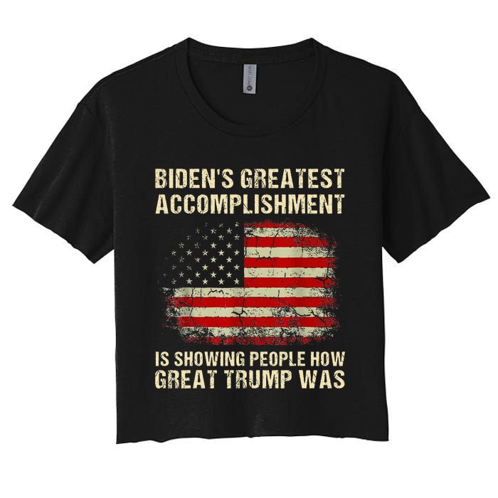 Bidens Greatest Accomplishment Is Showing Trump 2024 Women's Crop Top Tee