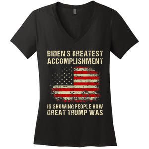 Bidens Greatest Accomplishment Is Showing Trump 2024 Women's V-Neck T-Shirt