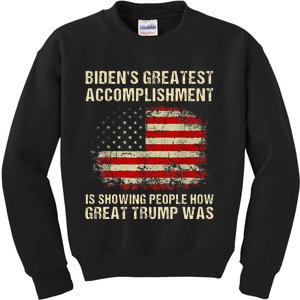 Bidens Greatest Accomplishment Is Showing Trump 2024 Kids Sweatshirt