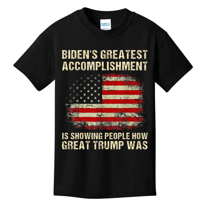 Bidens Greatest Accomplishment Is Showing Trump 2024 Kids T-Shirt