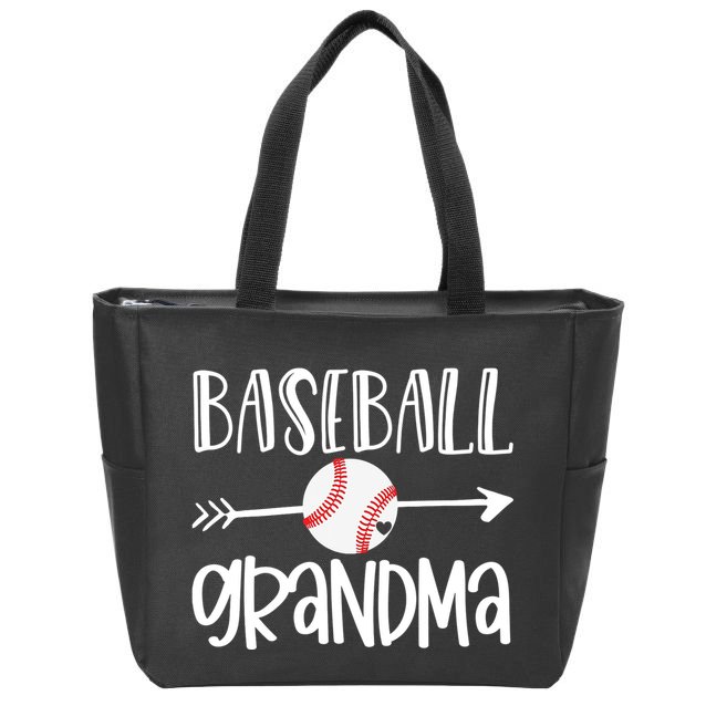 Baseball Grandma Arrow Zip Tote Bag