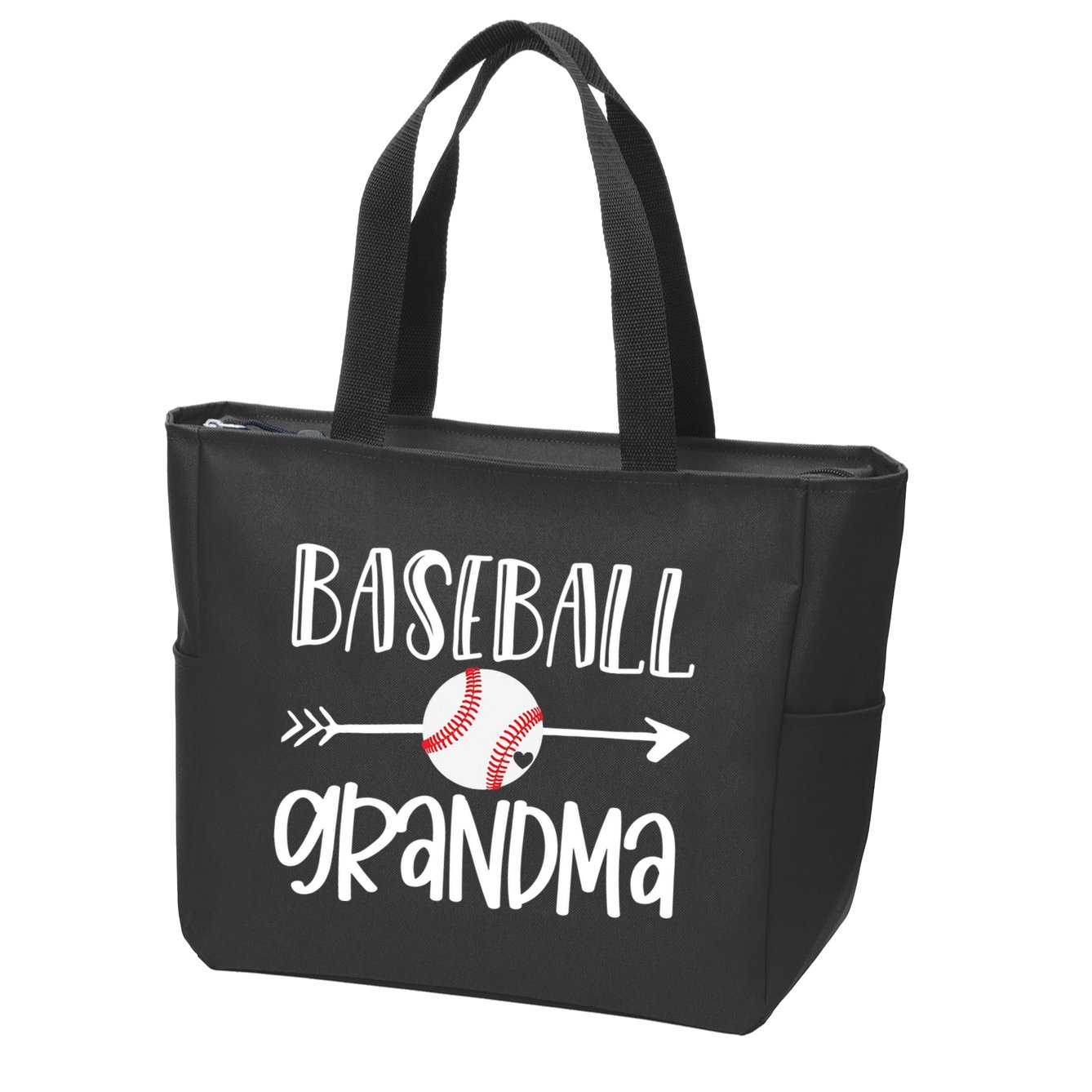 Baseball Grandma Arrow Zip Tote Bag