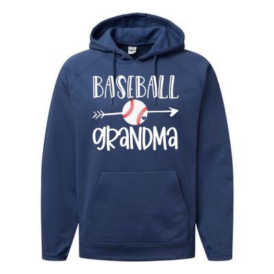 Baseball Grandma Arrow Performance Fleece Hoodie