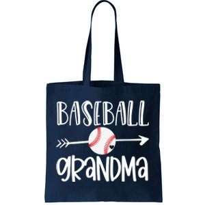 Baseball Grandma Arrow Tote Bag