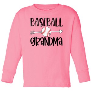 Baseball Grandma Arrow Toddler Long Sleeve Shirt