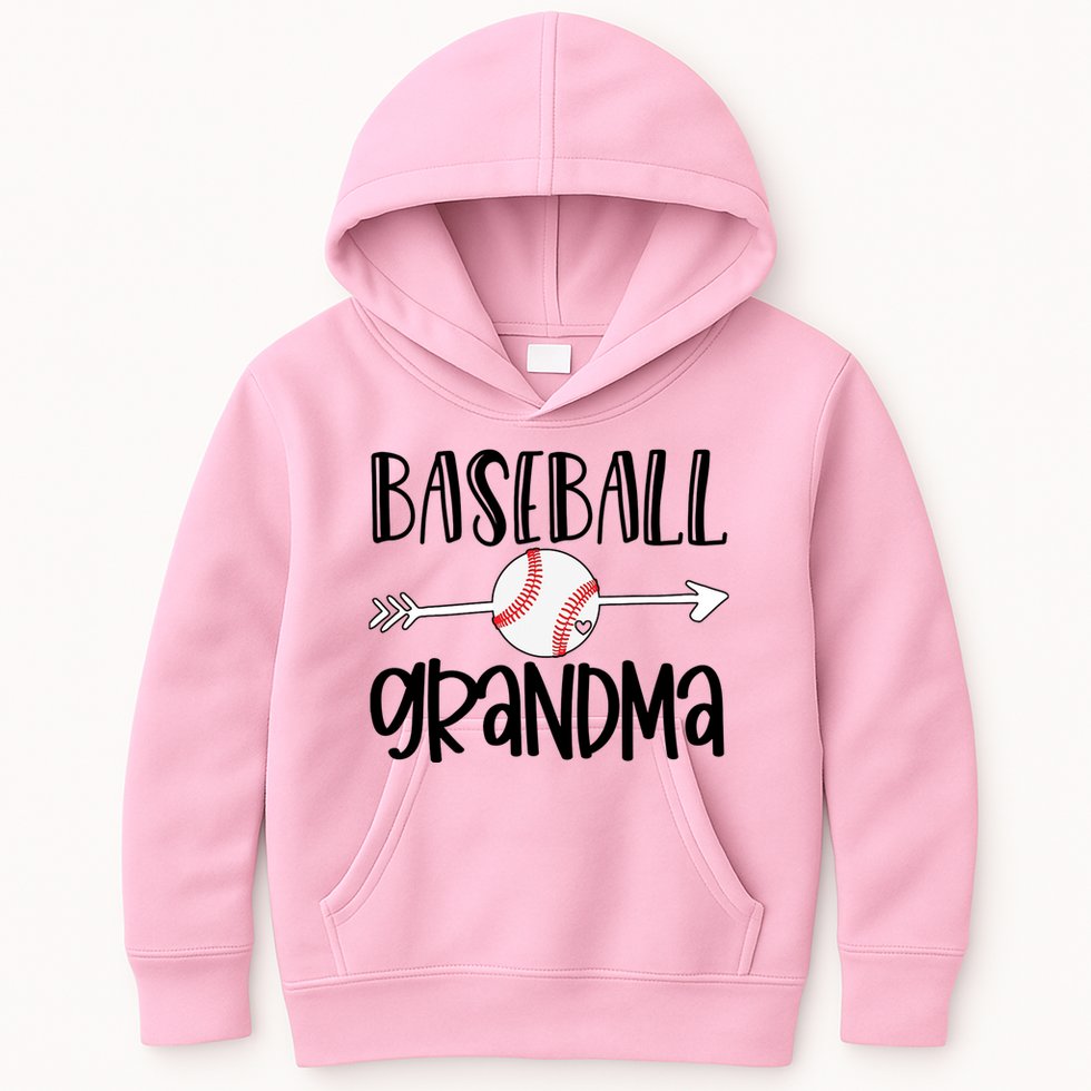 Baseball Grandma Arrow Kids Hoodie